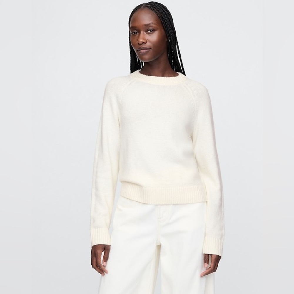 GAP CashSoft Crewneck Sweater Women's Ivory Frost Size Large